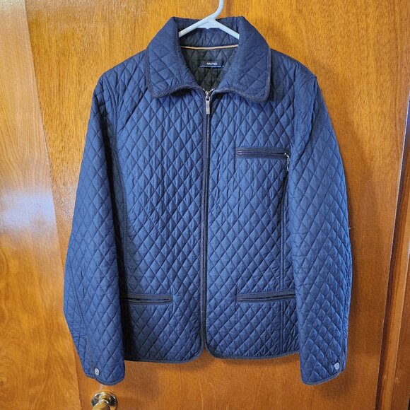Women's Medium Nautica Navy Blue Zip Up Quilted Jacket - Picture 1 of 7
